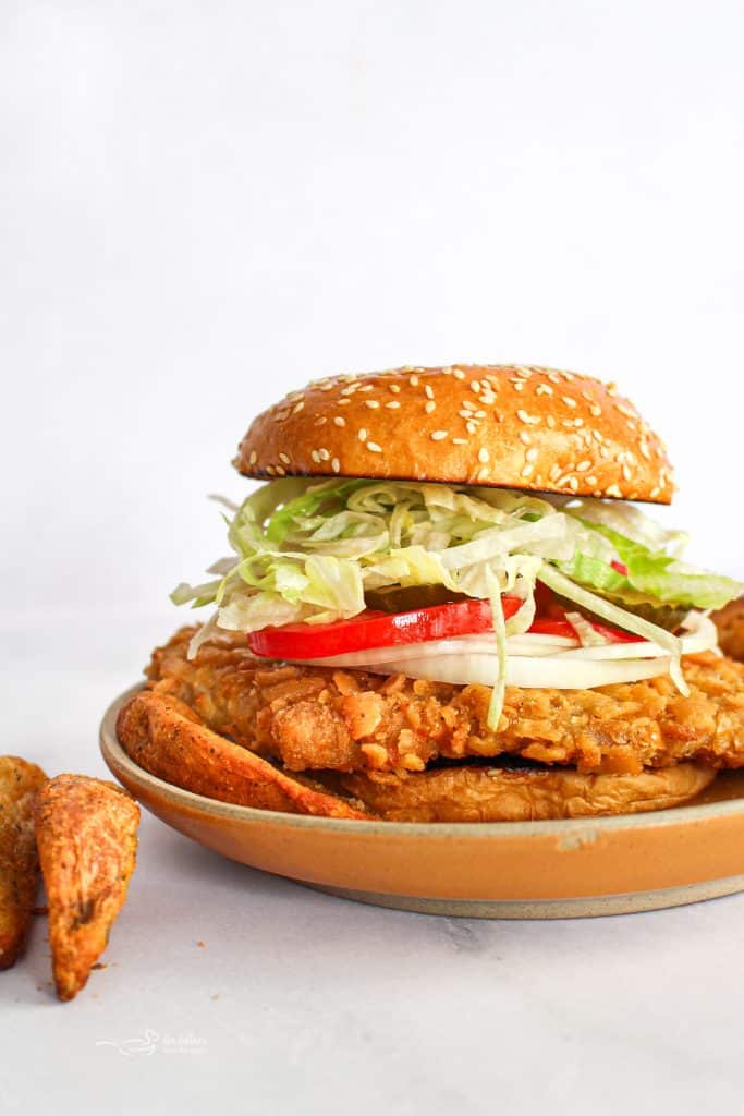 Close up of Breaded Pork Tenderloin Sandwich