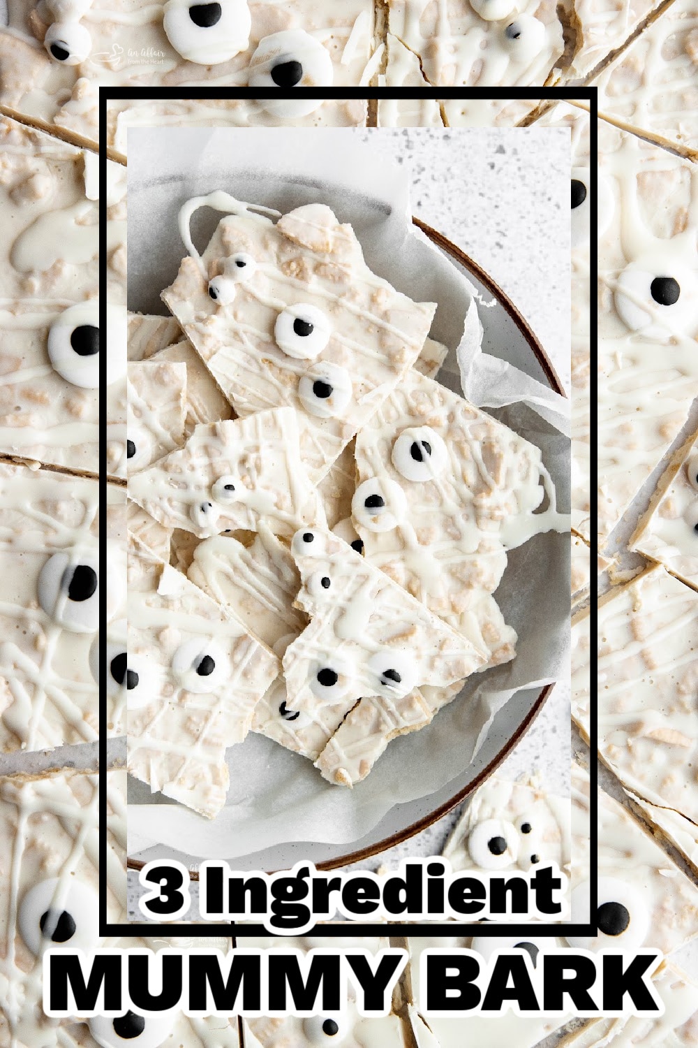 Hauntingly Simple Oreo Mummy Bark 17 Close up of Halloween Mummy Bark pieces