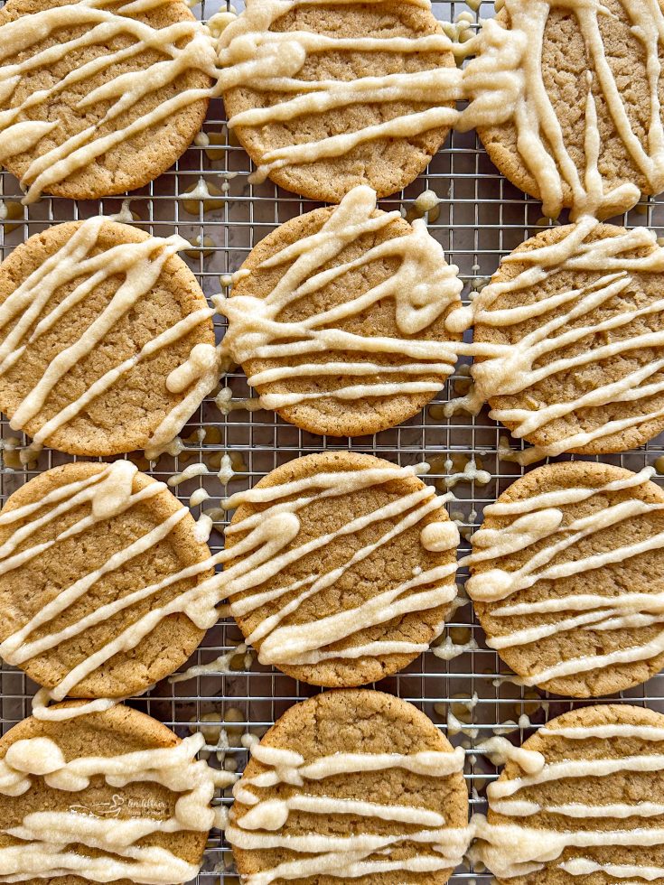 close up of Iced Maple Sugar Cookies close up on a cooling rack